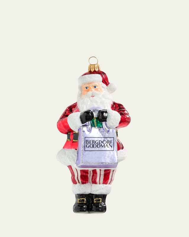 Santa with Bergdorf Goodman Shopping Bag Ornament